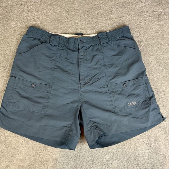 AFTCO Shorts Men's 42 Blue Cargo Performance Fishing Stretch Lightweight - Picture 1 of 11